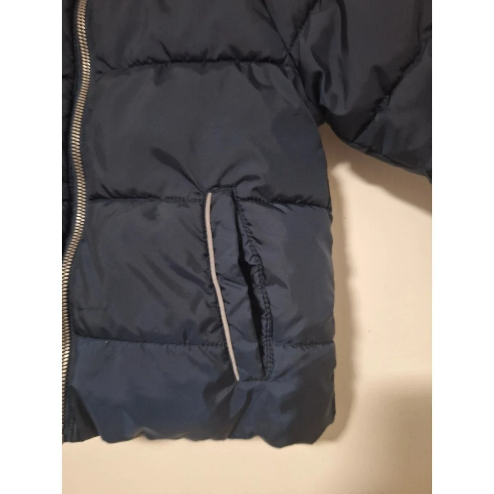 Wonder Nation Toddler 3T Puffer Jacket Navy Blue Hooded Fleece Lined Coat Zip